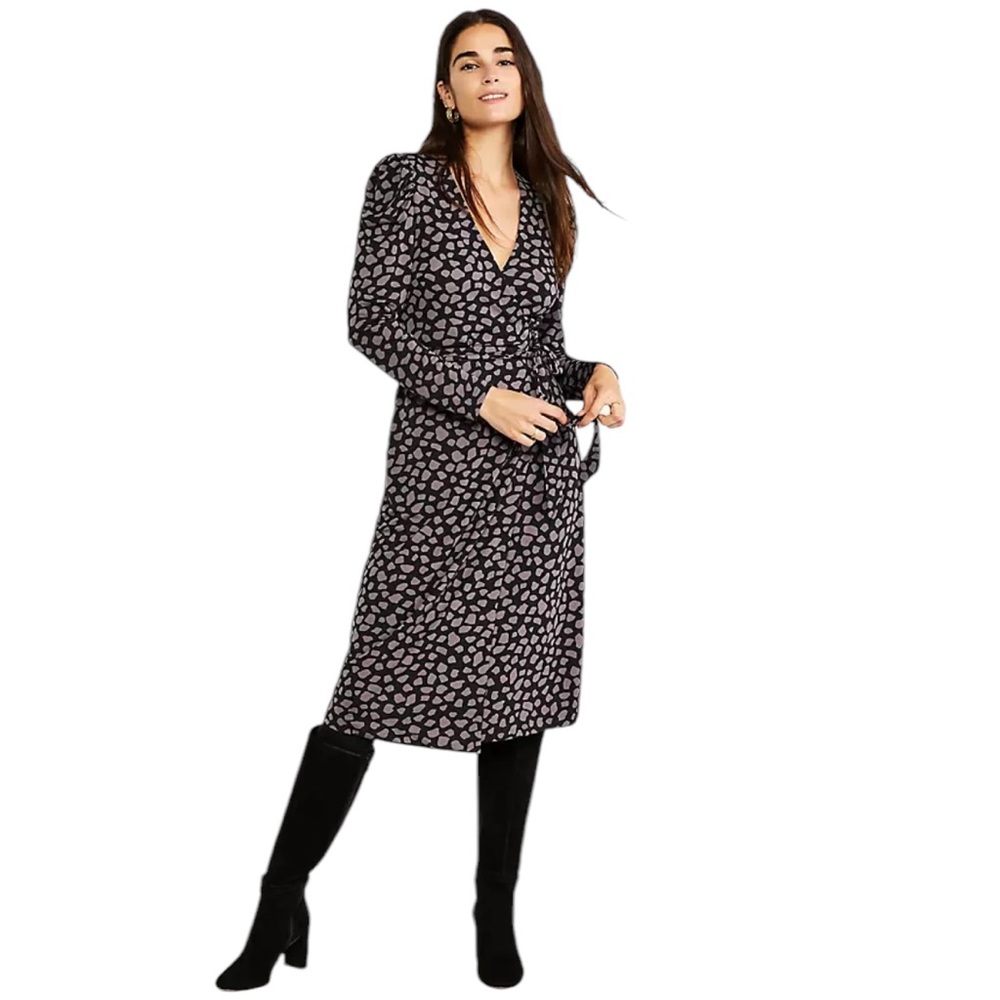 Ann Taylor Animal Print Matte Jersey Wrap Dress (G-1)